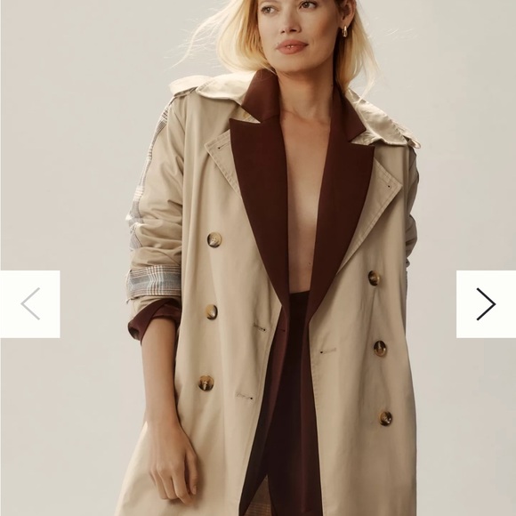 Anthropologie Jackets & Blazers - Anthropologie Dolan Mixed Plaid Trench Coat